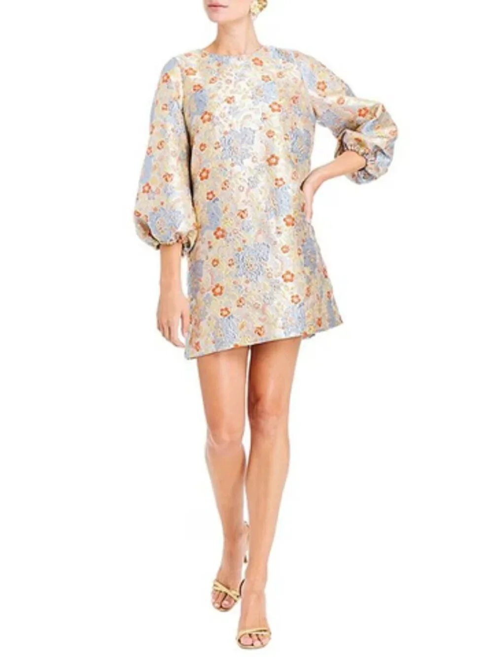 Mestiza New York Rosana Metallic Jacquard Floral Print Dress - Picture 6 of 6